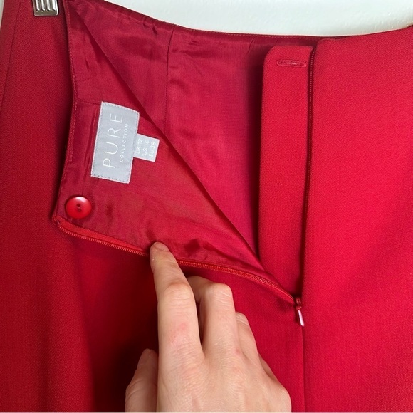 Pure Collection Fit and Flare Wool Blend Skirt, Size 6, Red - Picture 5 of 8